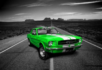 Limonkowy Ford Mustang