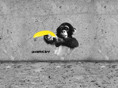 Banksy Małpa z bananem