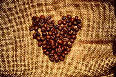 Serce z ziaren kawy